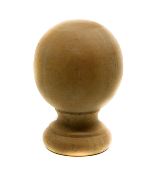 Wood Ball Finial, 2" inch Rod (50mm) F91 Unfinished