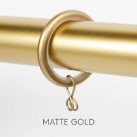Rings With Clip For 1 3/8" (35mm) Diameter Curtain Rod Matte Brass