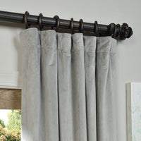 Avalon, Tantra Velvet Curtain Panel with Lining and Back-tabs - Mist 52 x 96