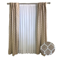 Taupe Curtain with Ivory Lattice
