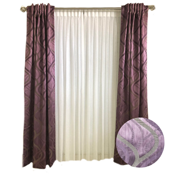 D K Home Mauve with Swirl Curtains