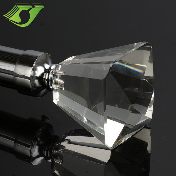Princess Cut Diamond Crystal Finial 1-3/8"(35mm) Brushed Nickel sold as (Pair) (ON LINE SALE)