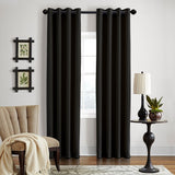 DK  Linen Gotham Black Grommet Curtain Panel 52" W x 96" L  	Black