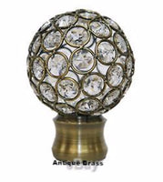 Heavy Duty Metal Rod Poles Curtain collection 1 3/8” Disco Ball Finial Antique Brass (Set Of 2)