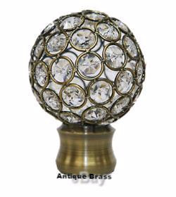 heavy duty Metal Rod Poles Curtain collection 1 3/8” Disco ball Finial antique brass