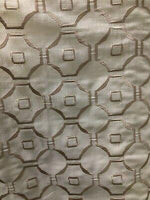 IVORY, SAND,  BEIGE Embroidered 100% Polyester Linen Drapery Fabric (54 in.) Geometric