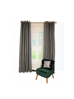 Double Panel Grey Linen Lined with Grommets