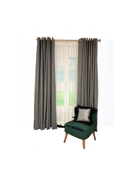 Double Panel Grey Linen Lined with Grommets