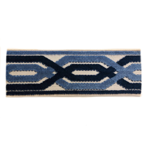 Kasmir Trim 235 BT400 BLUE
Item# 807485,

Velvet border and trim. Online Special.
 

Designer Trim by The Yard Tape Fret  Velvet aqua transitional Border Drapery, Craft, upholstery, bedding Hollywood Regency 3.5 inch

