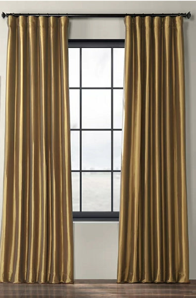 Silk Solid Room Darkening Thermal Rod Pocket Single Curtain Panel Gold Nugget  $55.99