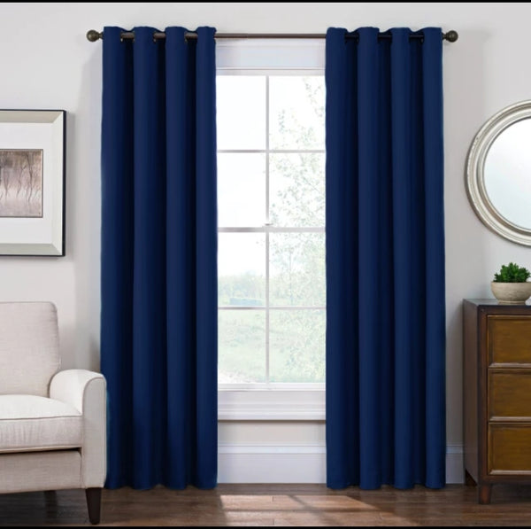 DK Home Linen look Grommet Curtain Panel 52" W x 95" L   Blue 2 panels