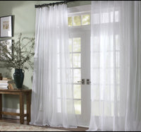 Carol Sheer Voile Single Curtain Panel, 100" x 95" White 2 Panels