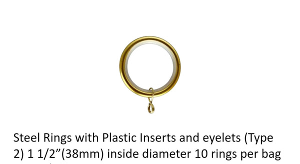 1-1/2" Inside Diameter Matte Gold Rings W/ Plastic Insert ~ 10 pack