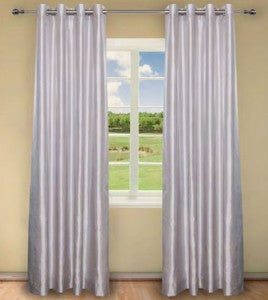 Exclusive Home Curtains Dupioni Faux Silk Grommet Top Window Curtain Panel Pair, Winter White, 40x84