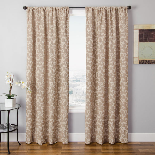 Softline Solomon Faux Linen Embroidered Curtain Panel - Sage - 108 Inches - Single Panel - 55 x 108 by Softline