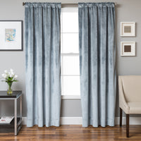 Avalon, Tantra Velvet Curtain Panel with Lining and Back-tabs - Mist 52 x 96
