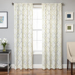 Softline  Monza Emboridered Faux Linen Curtain Panel LINED Blue Green