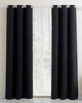 Wide - linen look drapery Panels black 100W x 108L Grommet