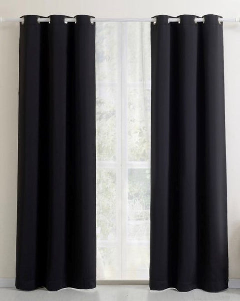 Wide - linen look drapery Panels black 100W x 108L Grommet