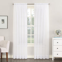 No. 918 Emily Sheer Voile Single Curtain Panel, 59" x 95" White, 2 Panels