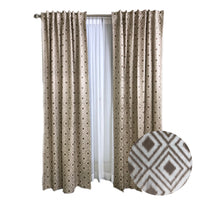 Embroidered Collection-Natural Linen with Embroidered Diamond Curtains*