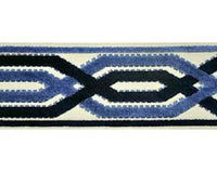 FABRICUT BLUE VELVET EMBROIDERY TRIM TAPE BY THE YARD