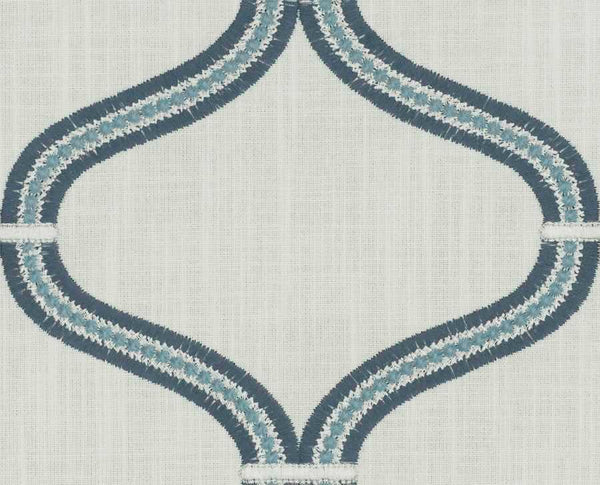 Dilipa Ogee Bluejay - Fabric Geometric Embroidery Drapery and Upholstery Fabric