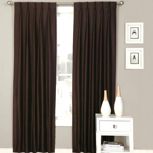 Pinch pleated Lined Drapery panels 150w x 95L espresso sold as a pair