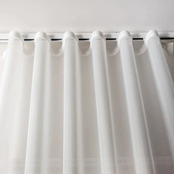 S - Fold Curtains, White Sheer 150W x 120L Each Panel