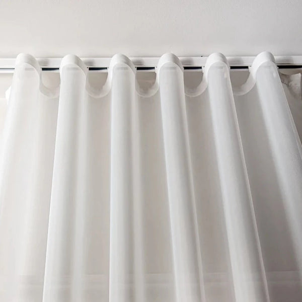 Ripple - Fold Curtains, White Sheer 185L Set Of 2