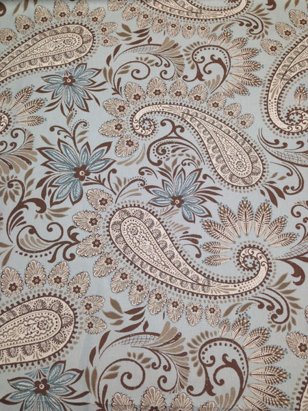 RICHLOOM NAVODARI PAISLEY MOONSTONE BLUE FLORAL MULTIUSE FABRIC BY THE YARD 54"W