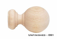 Unfinished Wood Ball Finials by Kirsch!! For 1 3/8" Pole!! (5608EG091)