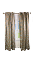 Neutral silk pattern with turquoise lattice pattern- 108" length