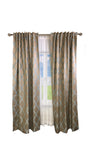 Neutral silk pattern with turquoise lattice pattern- 108" length