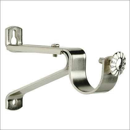 Single Decorative Brackets For 1 3/8 Inch Thick Curtain Rods / Poles Collection Brushed Nickel