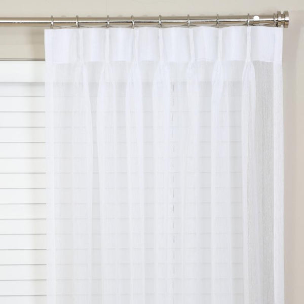 Pinch pleated sheer panels 150w x 95L white sold as a pair