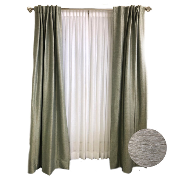 Sage Marled Faux Silk Curtains
